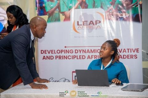 Social Innovators Programme and Awards registration stand at a LEAP Africa event.