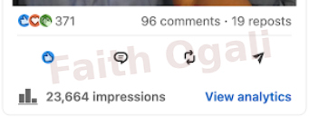 23,664 impressions, 371 reactions, 96 comments and 19 reposts.
