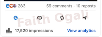 17,520 impressions, 283 reactions, 59 comments and 10 reposts.